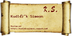 Kudlák Simeon névjegykártya